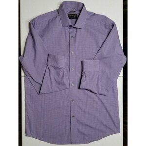 Kenneth Cole Awearness Long Sleeve Button Up Purple Check Shirt Men's 16 34/35
